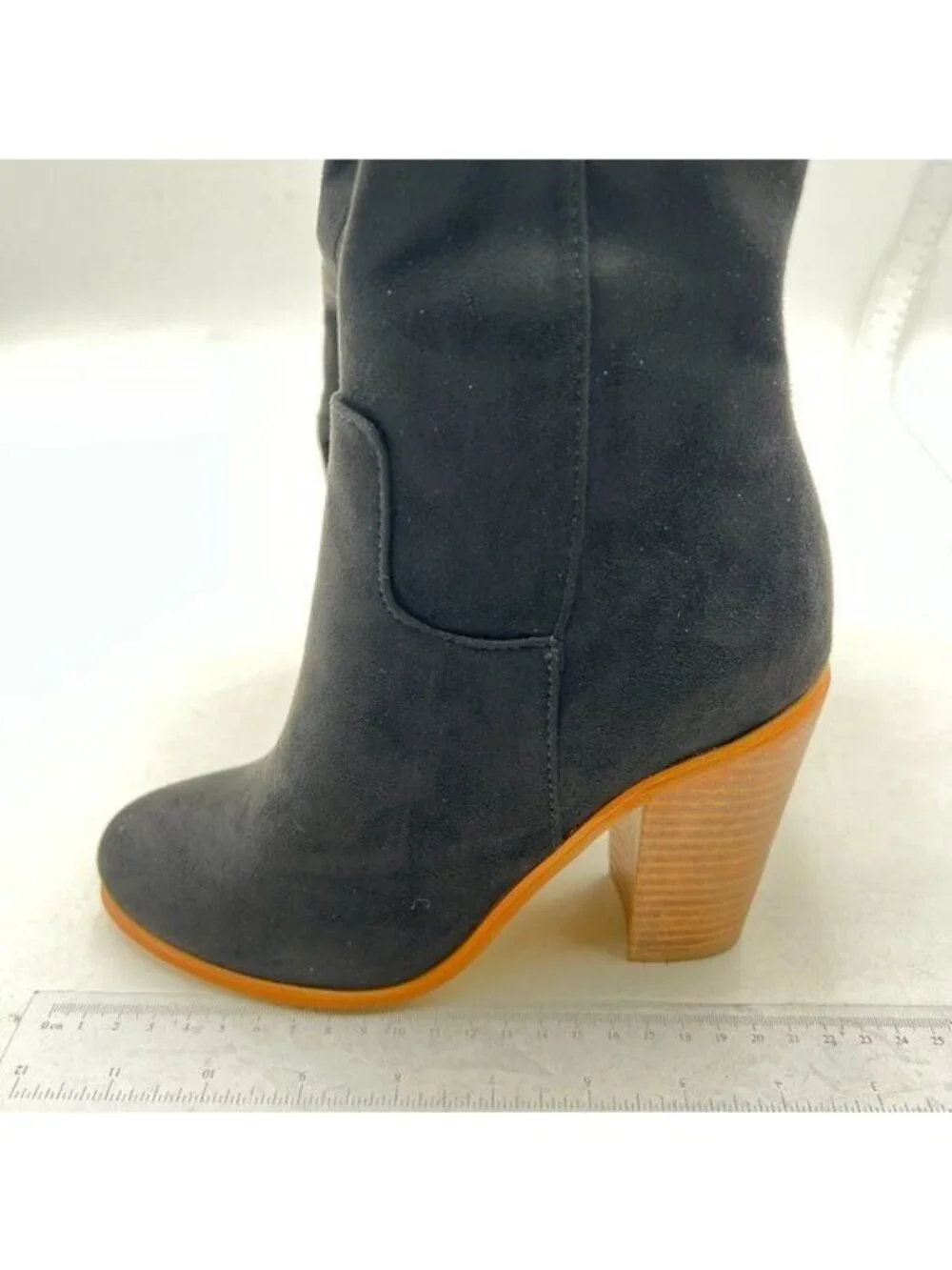 Women Chic Knee High Boots Stretch Pull On Round Closed Toe Long Booties Black